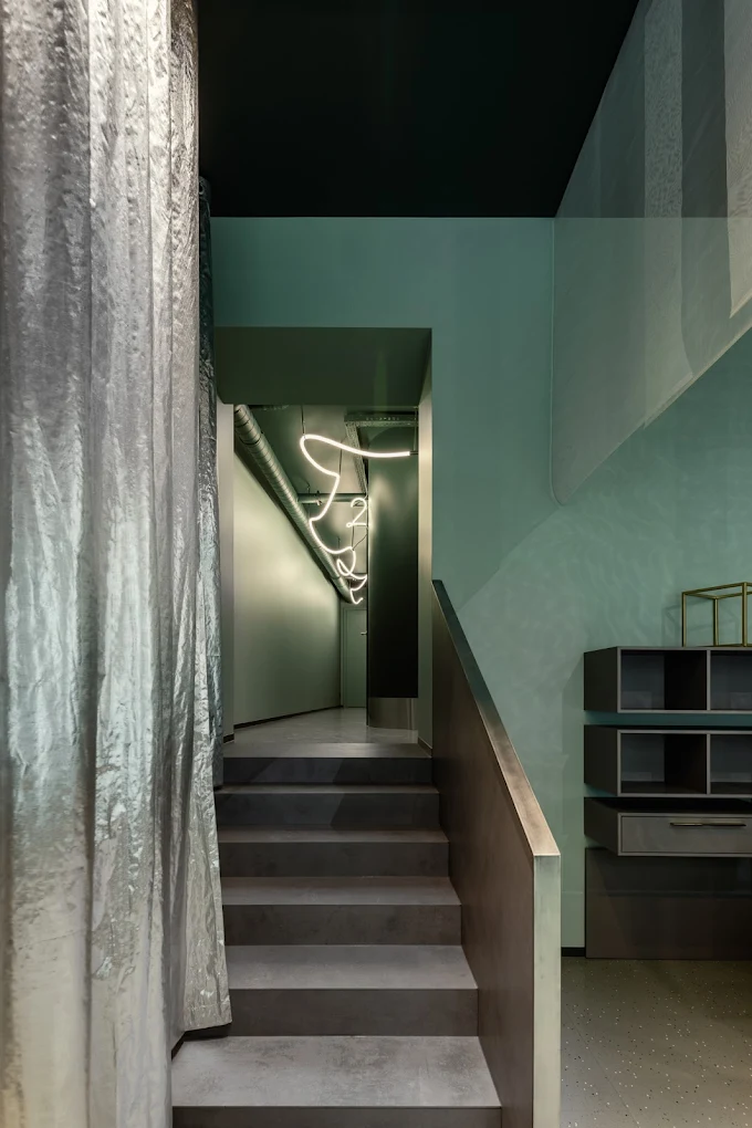 LAVA Dental Studio neon staircase
