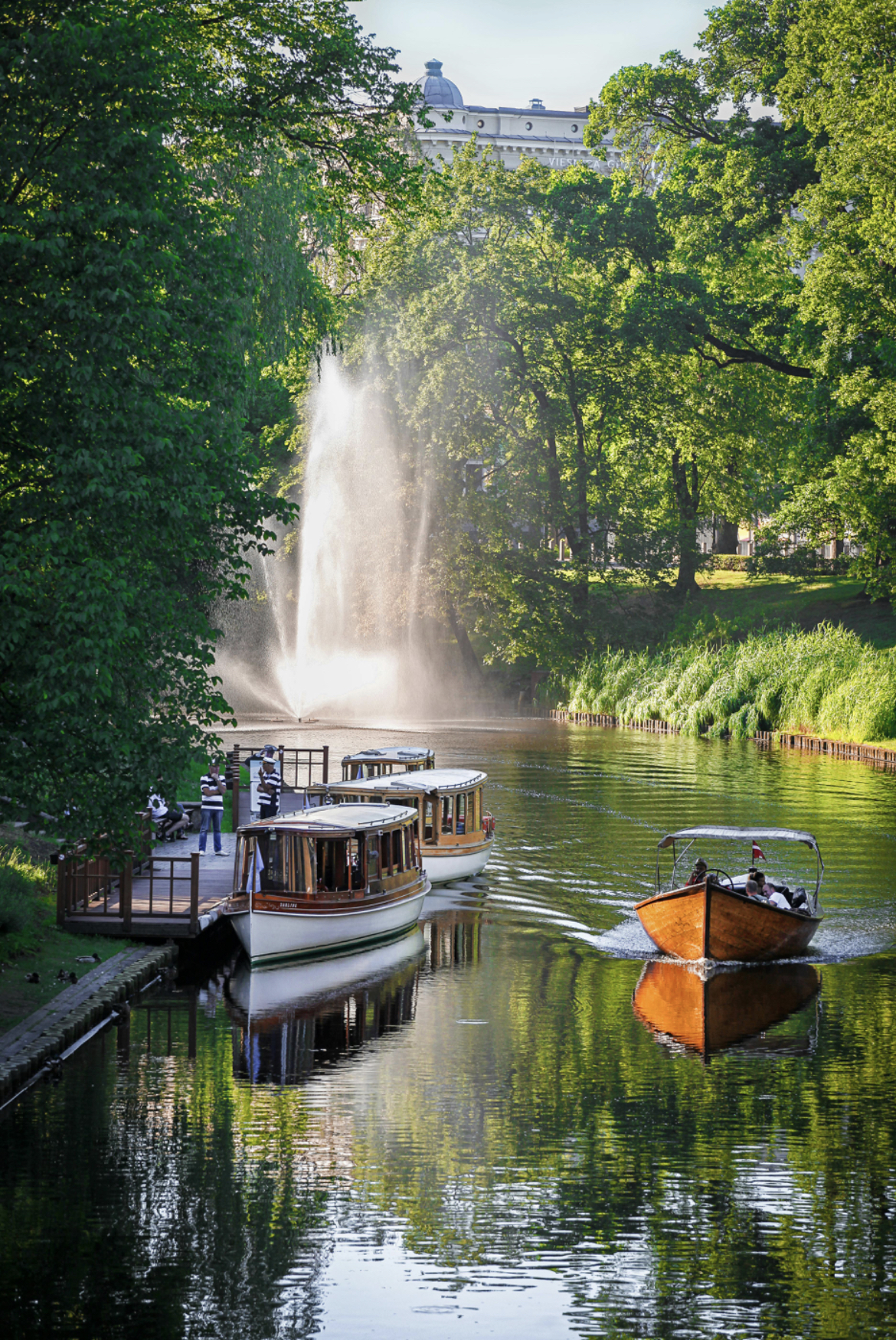 Riga city canal with boats
